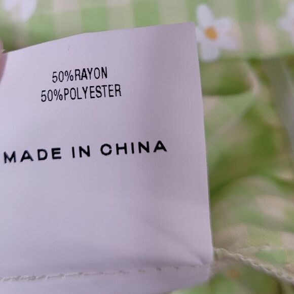 NEW Cider green puff sleeve tea‎ party daisy crop top with tie front M - Picture 8 of 10